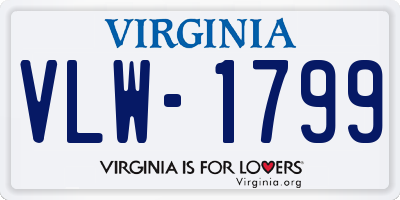 VA license plate VLW1799