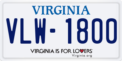 VA license plate VLW1800