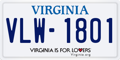 VA license plate VLW1801