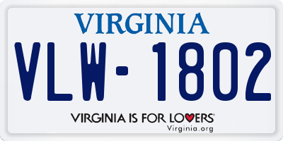 VA license plate VLW1802