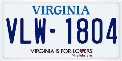 VA license plate VLW1804