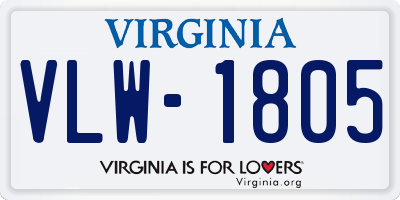 VA license plate VLW1805