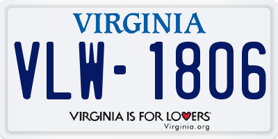 VA license plate VLW1806