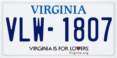 VA license plate VLW1807