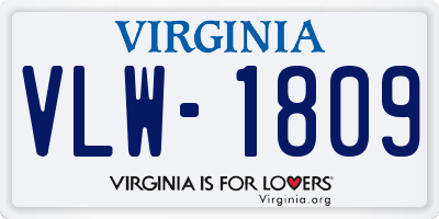 VA license plate VLW1809