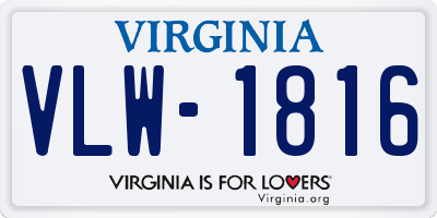 VA license plate VLW1816