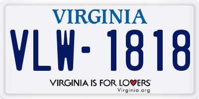 VA license plate VLW1818