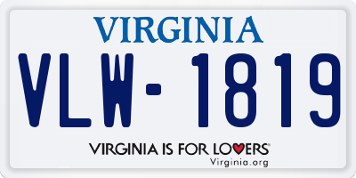 VA license plate VLW1819