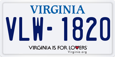 VA license plate VLW1820