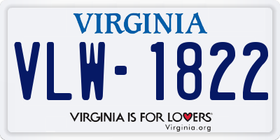 VA license plate VLW1822