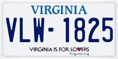 VA license plate VLW1825