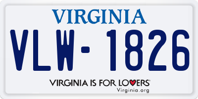 VA license plate VLW1826