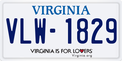 VA license plate VLW1829