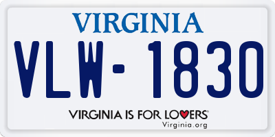 VA license plate VLW1830