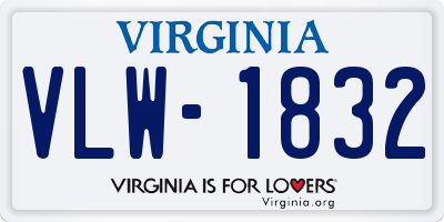 VA license plate VLW1832