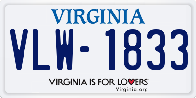 VA license plate VLW1833