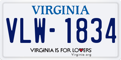 VA license plate VLW1834