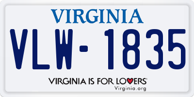 VA license plate VLW1835