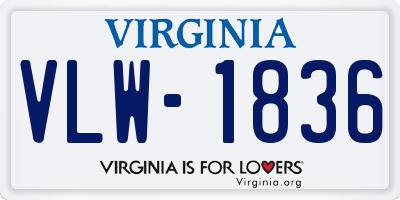 VA license plate VLW1836