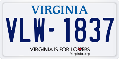 VA license plate VLW1837