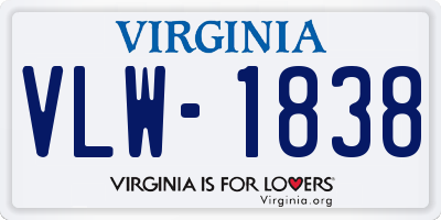 VA license plate VLW1838