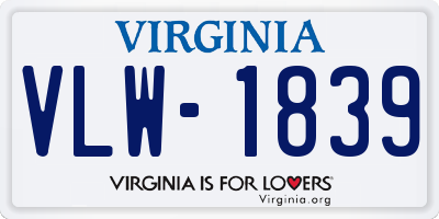 VA license plate VLW1839