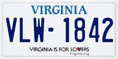 VA license plate VLW1842