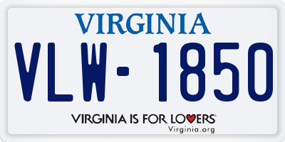 VA license plate VLW1850