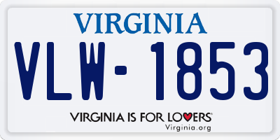 VA license plate VLW1853