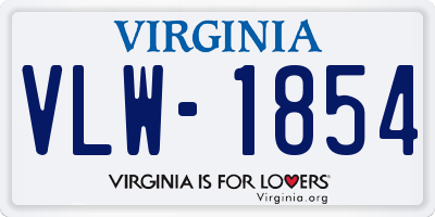 VA license plate VLW1854