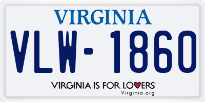 VA license plate VLW1860