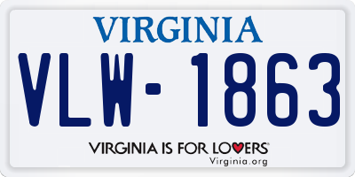 VA license plate VLW1863