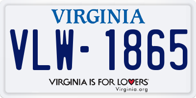 VA license plate VLW1865