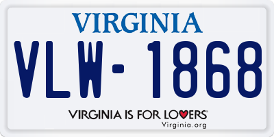 VA license plate VLW1868