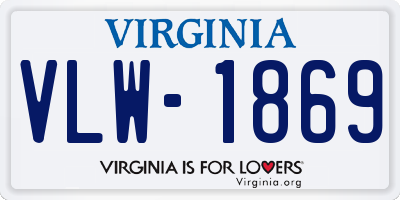 VA license plate VLW1869