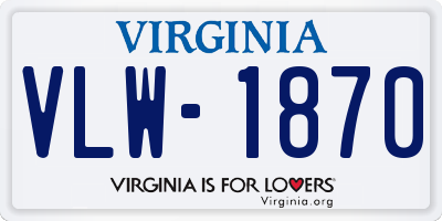 VA license plate VLW1870