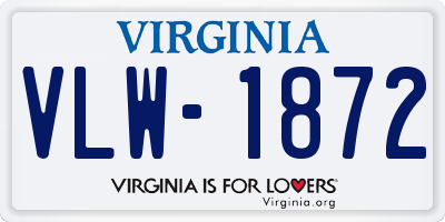 VA license plate VLW1872