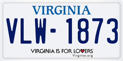 VA license plate VLW1873