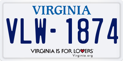 VA license plate VLW1874