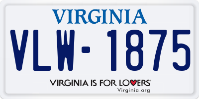 VA license plate VLW1875