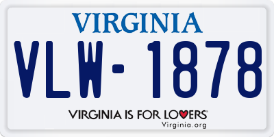 VA license plate VLW1878