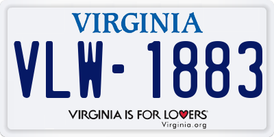 VA license plate VLW1883