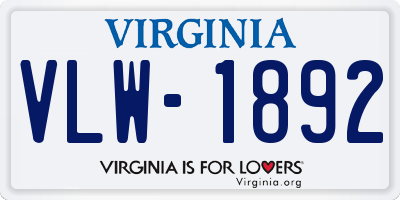 VA license plate VLW1892