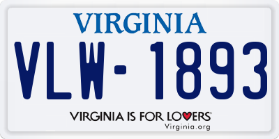 VA license plate VLW1893