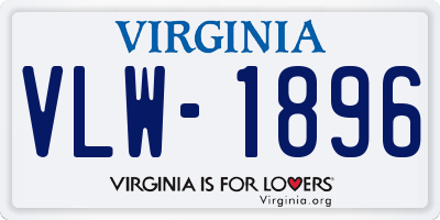 VA license plate VLW1896