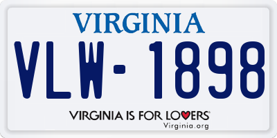 VA license plate VLW1898