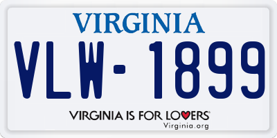 VA license plate VLW1899