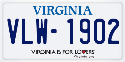 VA license plate VLW1902