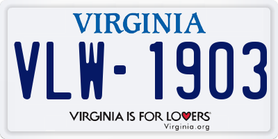 VA license plate VLW1903