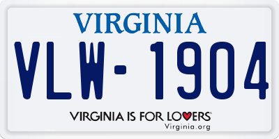 VA license plate VLW1904